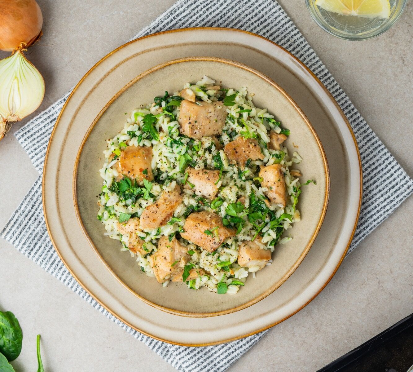 Vegetarisches Risotto mit Spinat [VEGA]